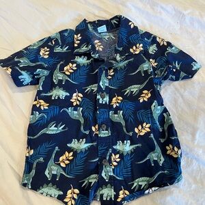 NWOTs, Old Navy Green and Blue Button Down Shirt with Dinosaur Print, size 2T
